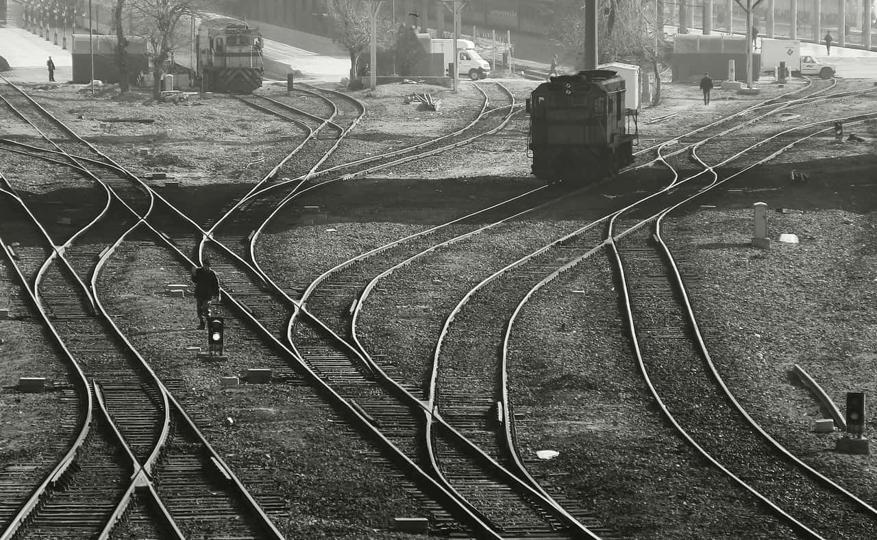 Railway tracks stretching into the distance